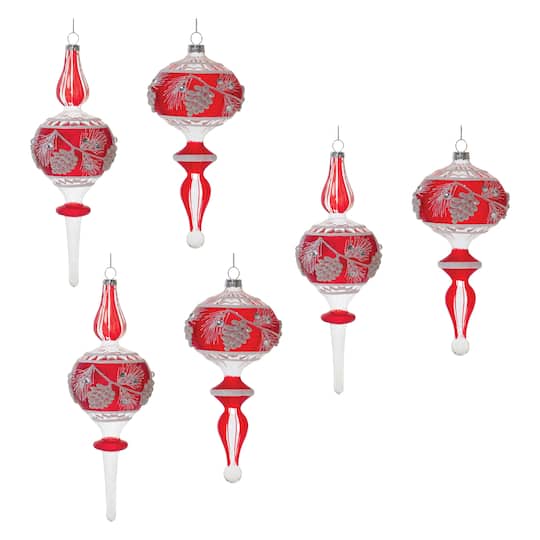 Glittered Glass Pinecone Finial Drop Ornaments Set By Melrose | Michaels®